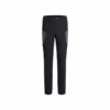 vista frontale del pantalone montura ski style pants colore nero con dettagli giallo fluo