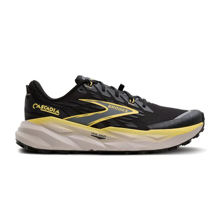 brooks Cascadia 19 black yellow chateau 1104571D017 brooks Cascadia 19 black yellow chateau 1104571D017