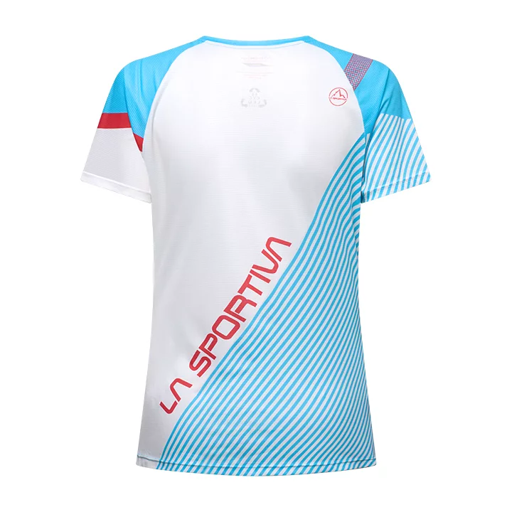 la sportiva Flow t-shirt W malibu blue hibiscus ZART067B02P02 retro