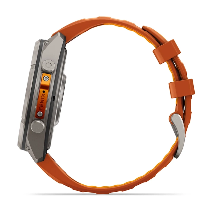 Garmin Fenix 9 Pro inReach 47mm autumn orange 010-04336-01 sinistro Garmin Fenix 9 Pro inReach 47mm autumn orange 010-04336-01 sinistro