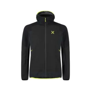 premium wind hoody jacket nero/giallo fluo